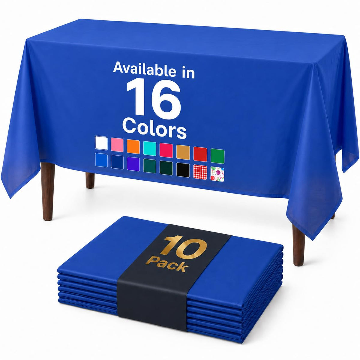 Auros 10-Pack White Plastic Tablecloths 54x108, Fits 6-8FT Rectangle Tables