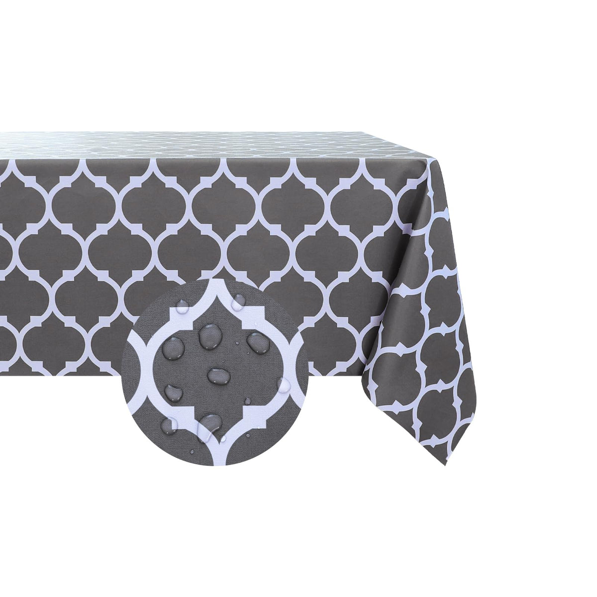 Romanstile Checkered Vinyl Tablecloth, Rectangle 54 x 78, Grey