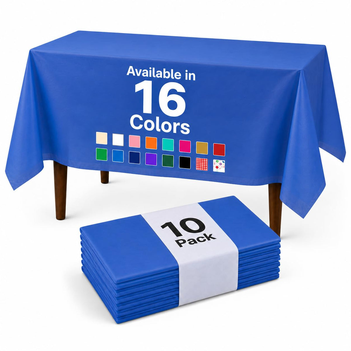 Auros 10-Pack White Plastic Tablecloths 54x108, Fits 6-8FT Rectangle Tables