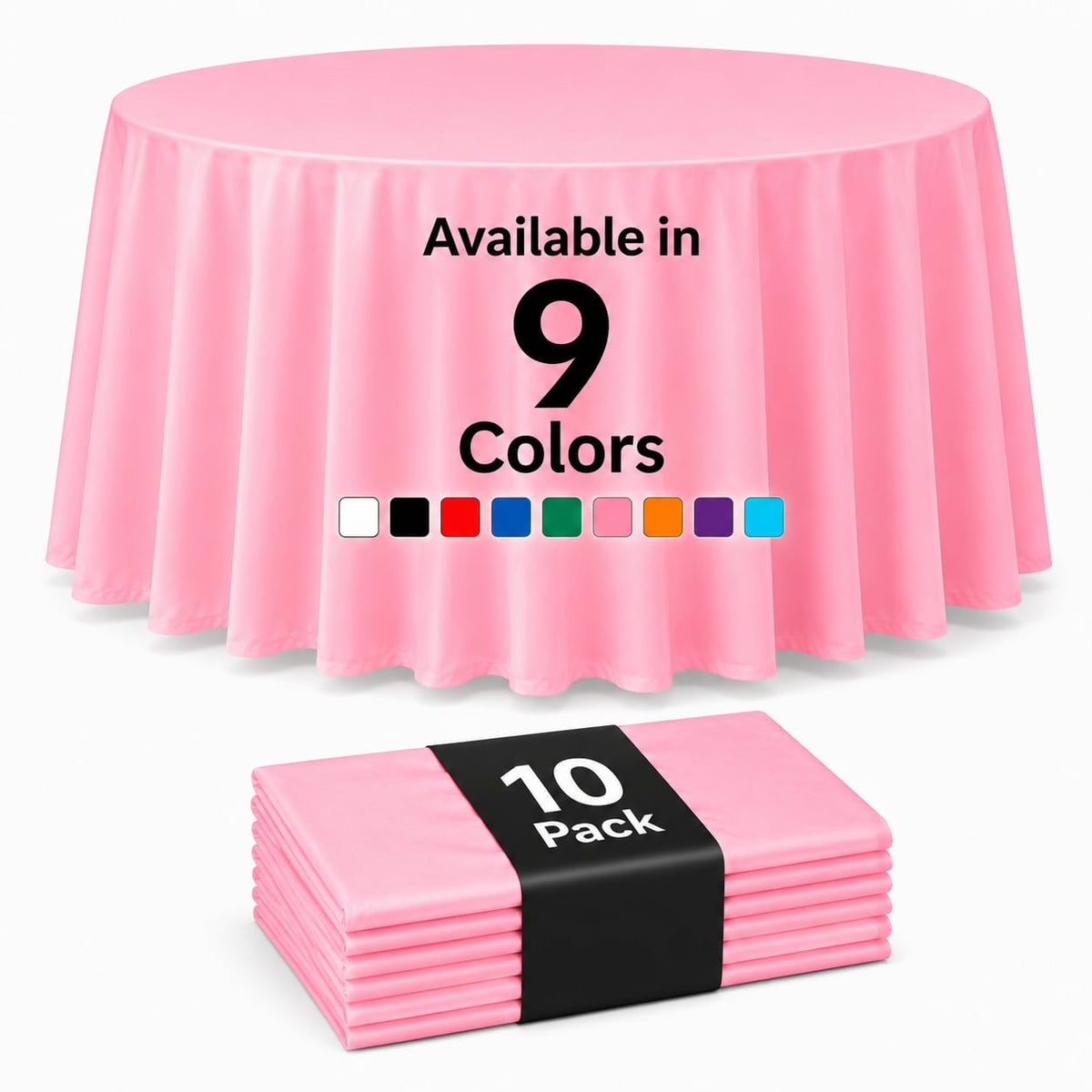 Auros 10-Pack White Plastic Tablecloths 54x108, Fits 6-8FT Rectangle Tables