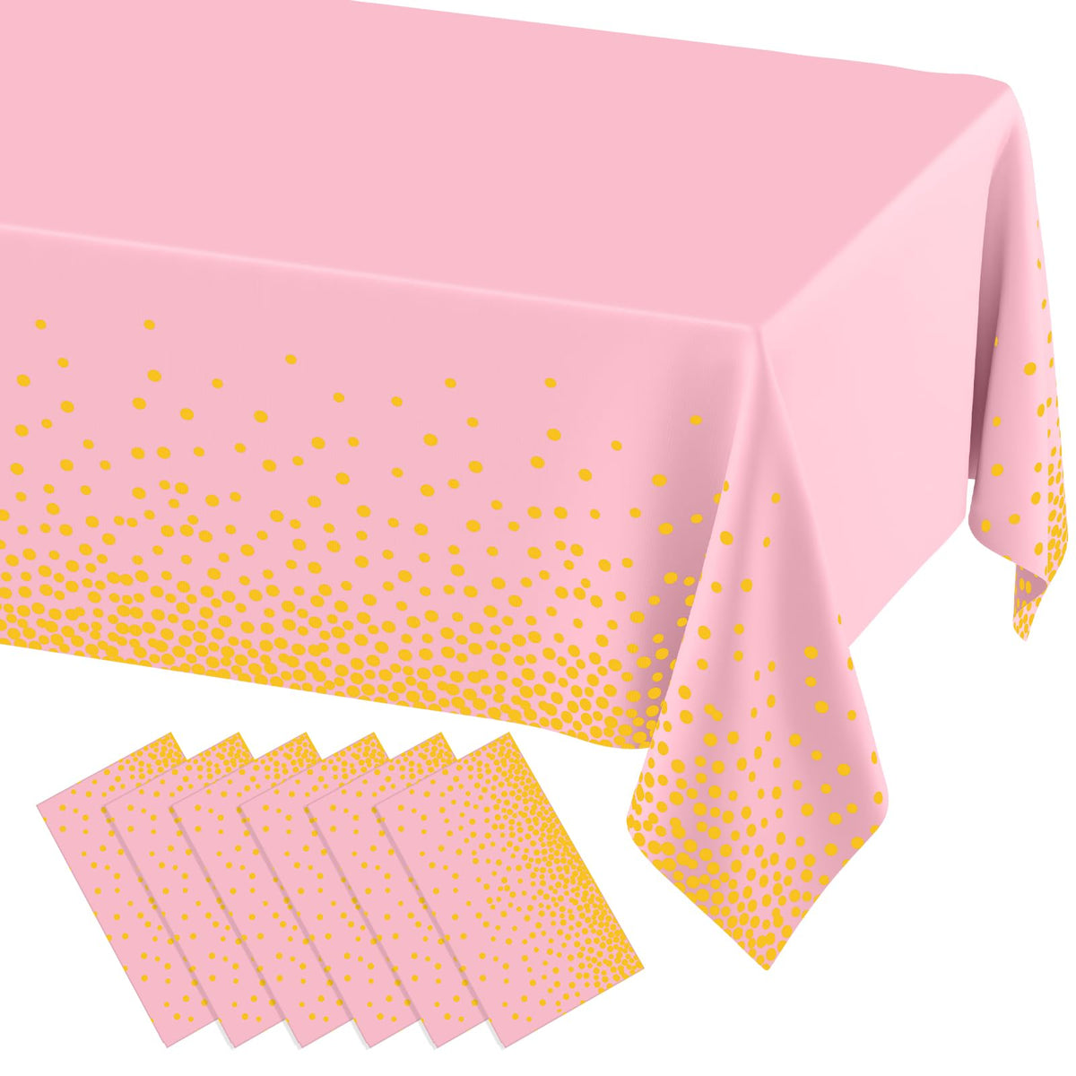 misaya 3 Packs Disposable Plastic Table Cloth, Gold Dots in White