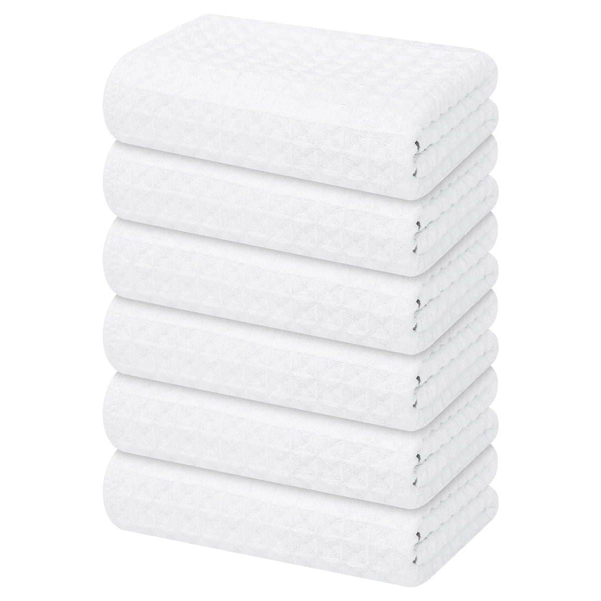 Homaxy Microfiber Waffle Weave Kitchen Dish Cloths, 6-Pack, White