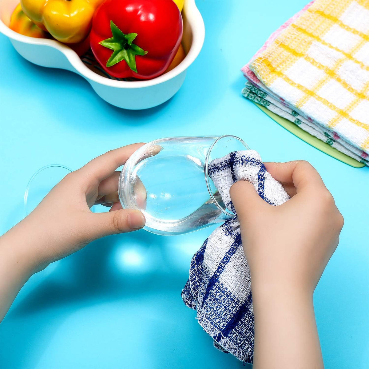 Boao 12 Pcs Kitchen Dish Cloths Cotton Washable Dish Rags Towels, 4 Colors