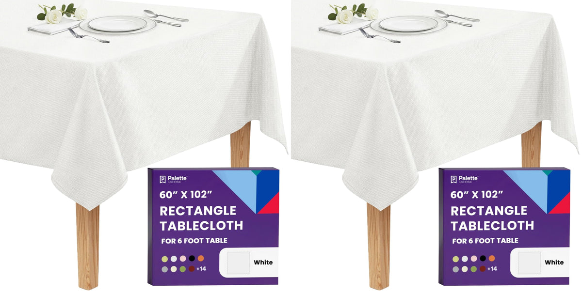 Gee Di Moda Rectangle Tablecloth - 90 x 132 Inch Beige Table Cloth for 6 Foot Tables with Floor-Length Drop - Heavy Duty Washable Fabric for Holiday Party, Dinner, Weddings & Baby Shower