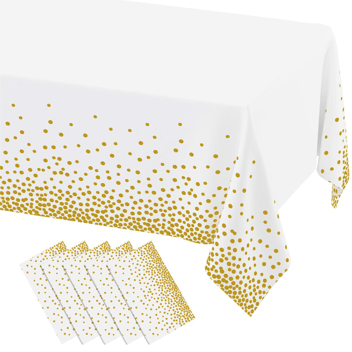 misaya 3 Packs Disposable Plastic Table Cloth, Gold Dots in White