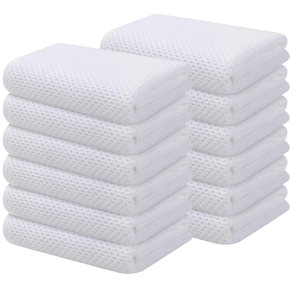 Kitinjoy 100% Cotton Waffle 6-Pack Kitchen Towels, 12" x 12", Dark Grey