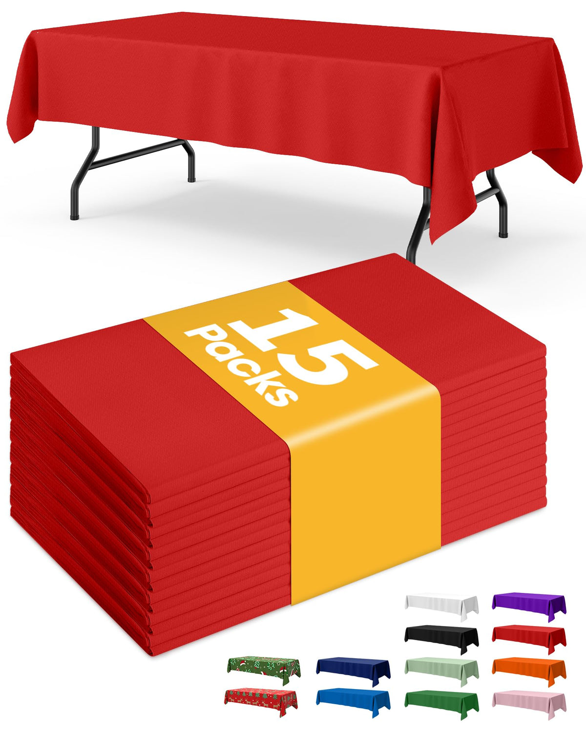 Niuara White Plastic Table Cloth Disposable, 15 Pack, 54 x 108 in