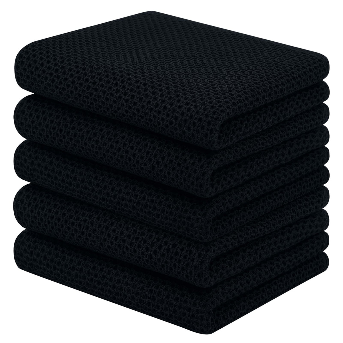 Homaxy 100% Cotton Waffle Weave Kitchen Dish Cloths, 4-Pack, Dark Grey