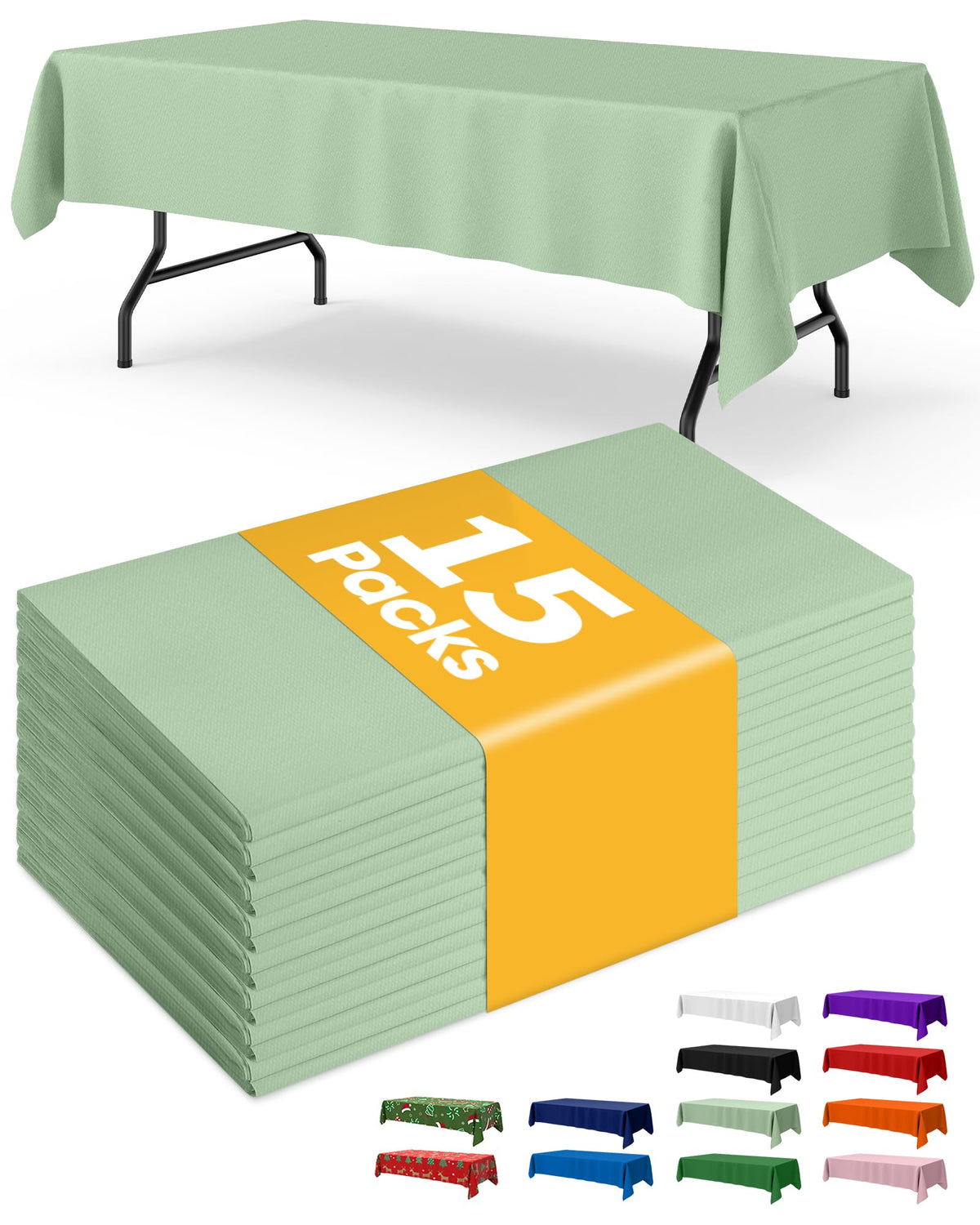 Niuara White Plastic Table Cloth Disposable, 15 Pack, 54 x 108 in