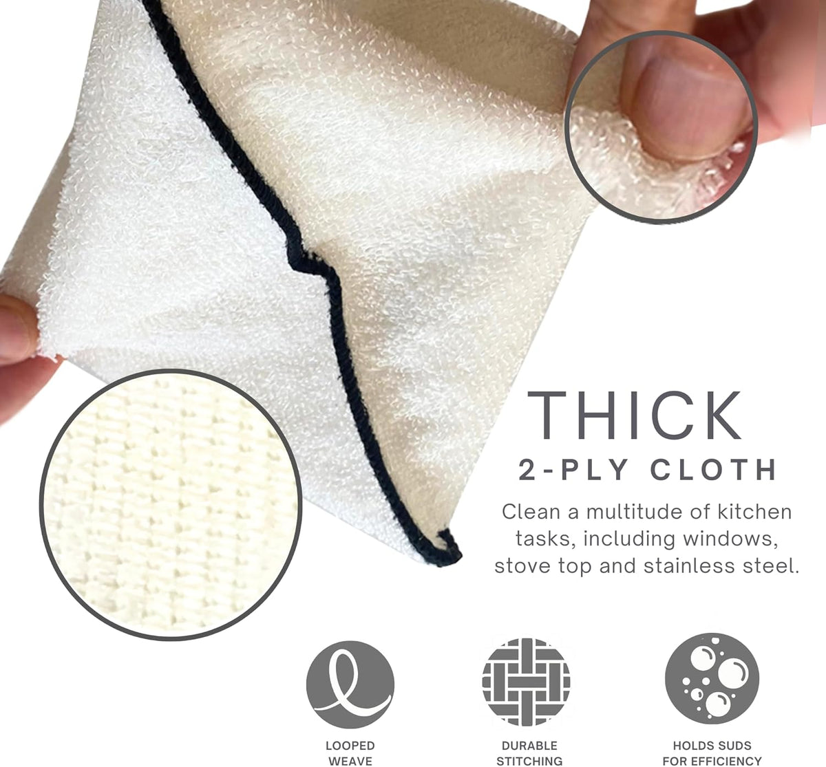 Whiffkitch Dishcloths Kitchen Dishrag Cleaning Scrub Reusable 6pk 6x7in