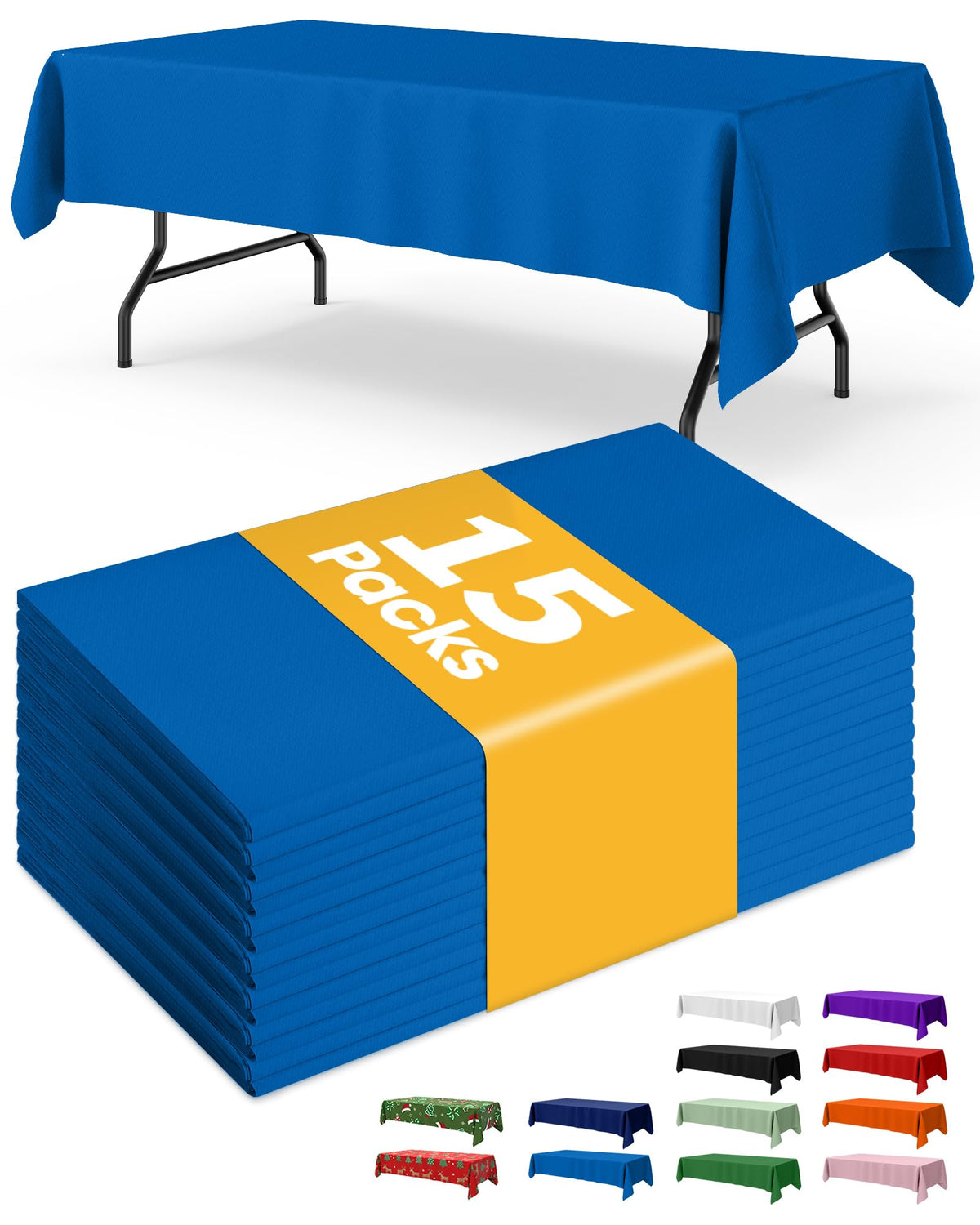 Niuara White Plastic Table Cloth Disposable, 15 Pack, 54 x 108 in