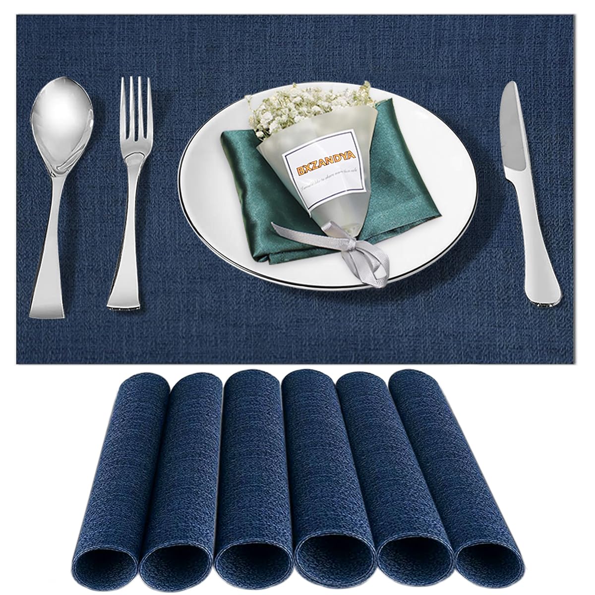 Beige Vinyl Placemats Set of 8,Washable Dining PVC Table Mats