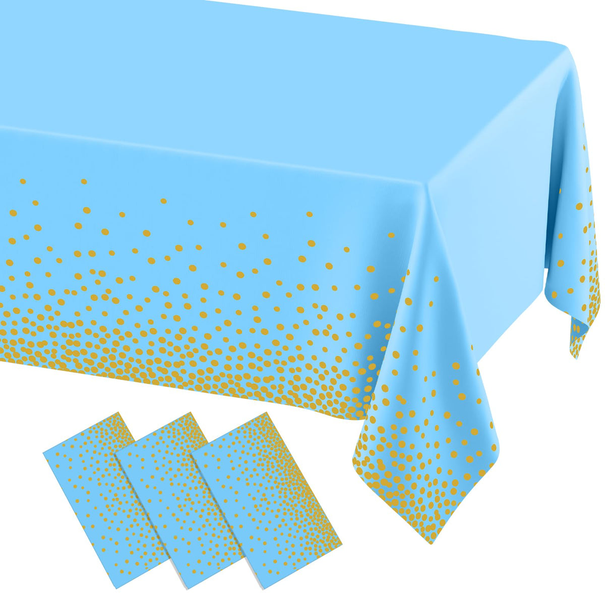 misaya 3 Packs Disposable Plastic Table Cloth, Gold Dots in White
