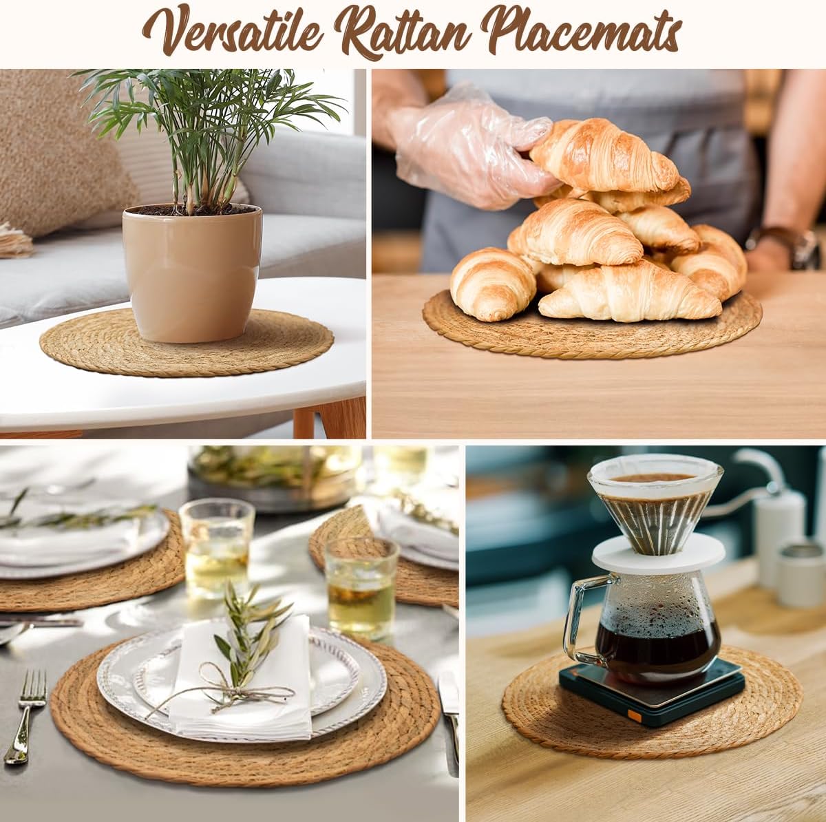 13in Round Fall Placemats Set of 10, Woven Chargers for Dinner Plates