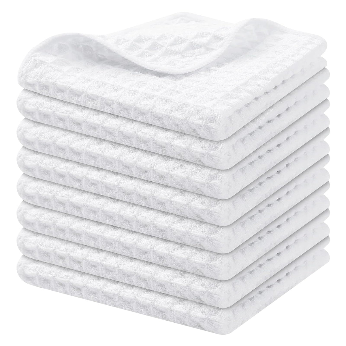 Homaxy Microfiber Waffle Weave Kitchen Dish Cloths, 6-Pack, White