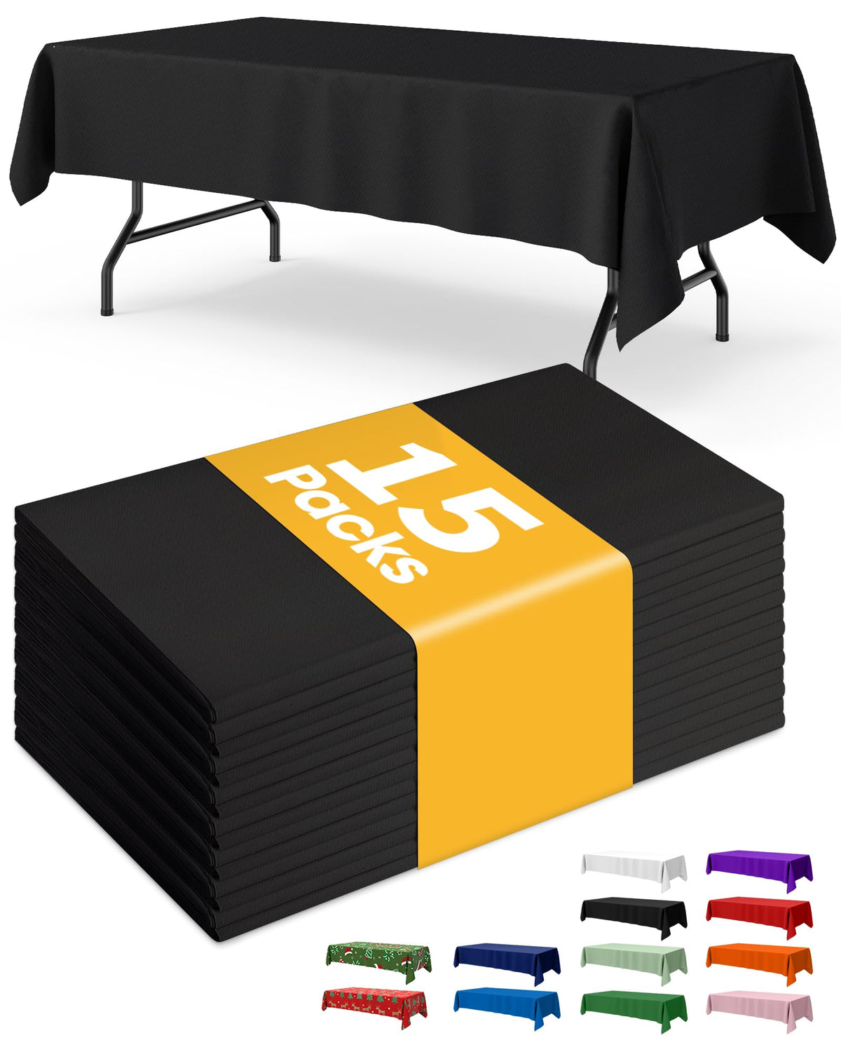 Niuara White Plastic Table Cloth Disposable, 15 Pack, 54 x 108 in