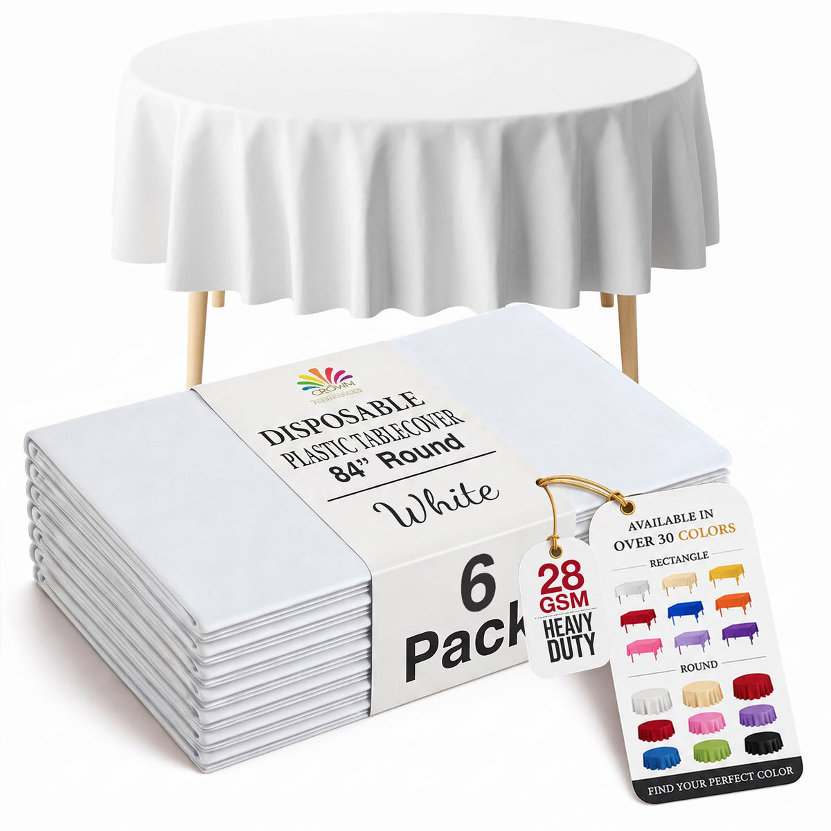 Exquisite Ivory Plastic Table Cloth Disposable 6 Pack - 54 x 108 Inch Rectangle Tablecloth for 6 Foot Tables - Waterproof Table Cover for Party Wedding Birthday Graduation BBQ Catering