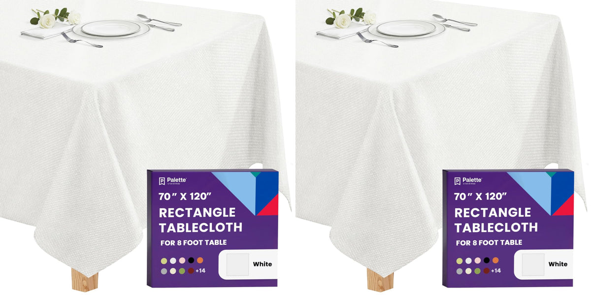 Gee Di Moda Rectangle Tablecloth - 90 x 132 Inch Beige Table Cloth for 6 Foot Tables with Floor-Length Drop - Heavy Duty Washable Fabric for Holiday Party, Dinner, Weddings & Baby Shower