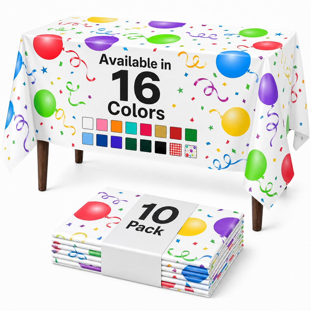 Auros 10-Pack White Plastic Tablecloths 54x108, Fits 6-8FT Rectangle Tables
