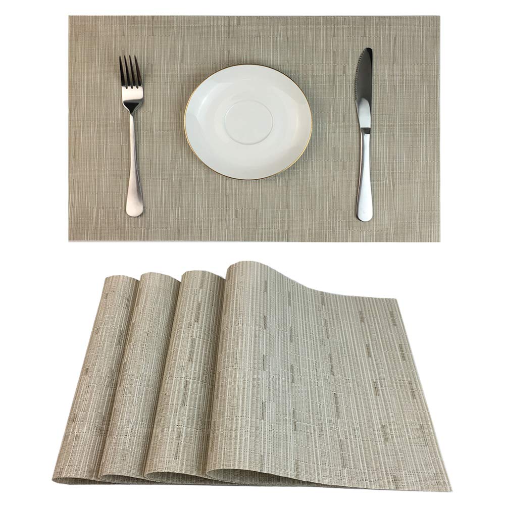 WAZAIGUR Placemats Set of 4 for Dining Table, 17.7" x 11.8", Orange