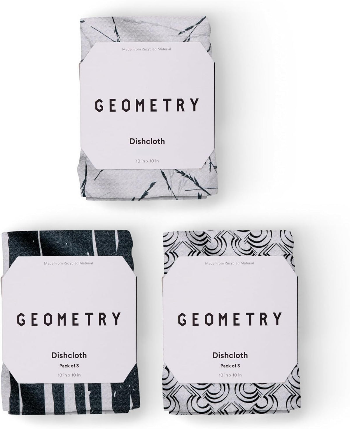 GEOMETRY Kitchen Dish Cloths - Quick Dry Dishcloths for Kitchen - Premium Dish Rags with Geoweave - 3-Pieces Night Reeds