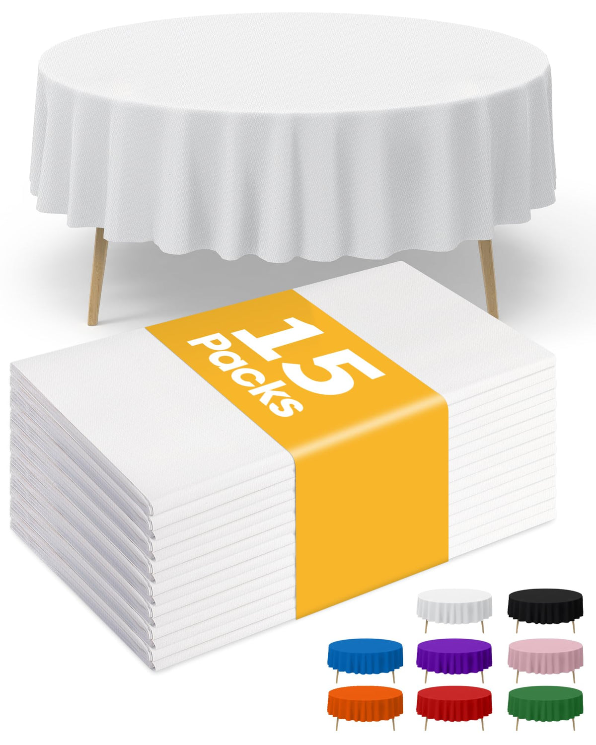 Niuara White Plastic Table Cloth Disposable, 15 Pack, 54 x 108 in