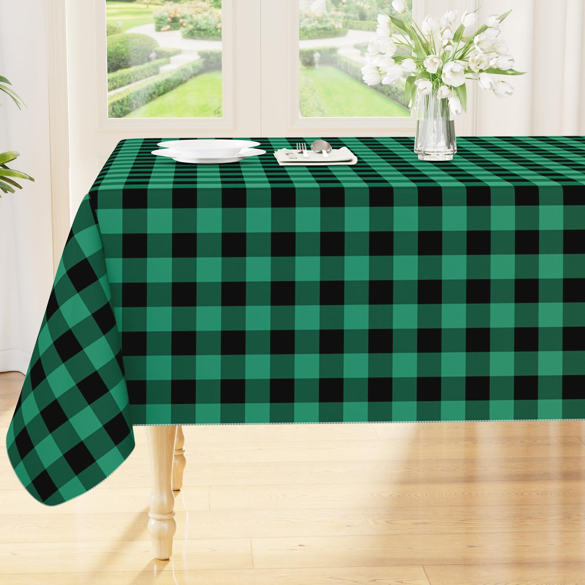 Smiry Fall Tablecloth, Flannel Backed Vinyl Table Cloth, 60"x84"