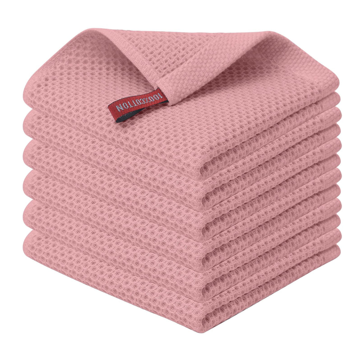 Kitinjoy 100% Cotton Waffle 6-Pack Kitchen Towels, 12" x 12", Dark Grey