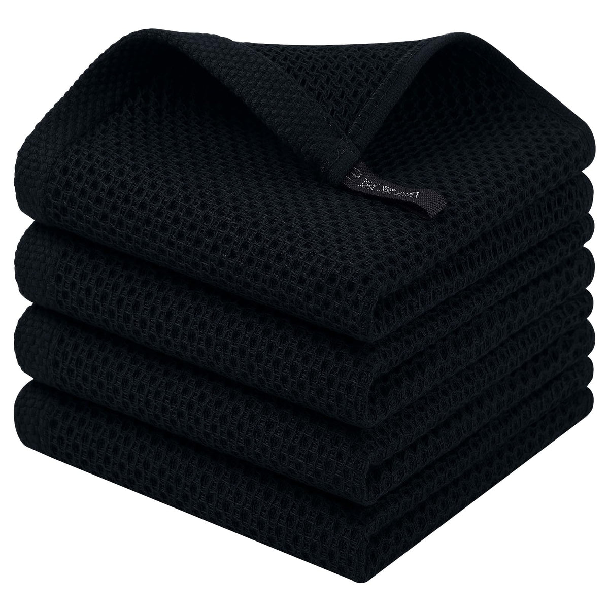 Homaxy 100% Cotton Waffle Weave Kitchen Dish Cloths, 4-Pack, Dark Grey