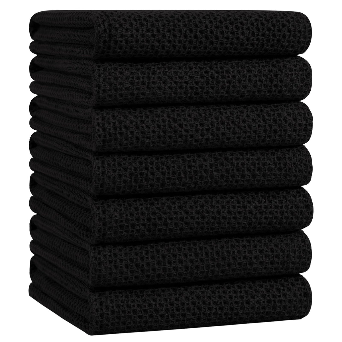 Homaxy 100% Cotton Waffle Weave Kitchen Dish Cloths, 4-Pack, Dark Grey