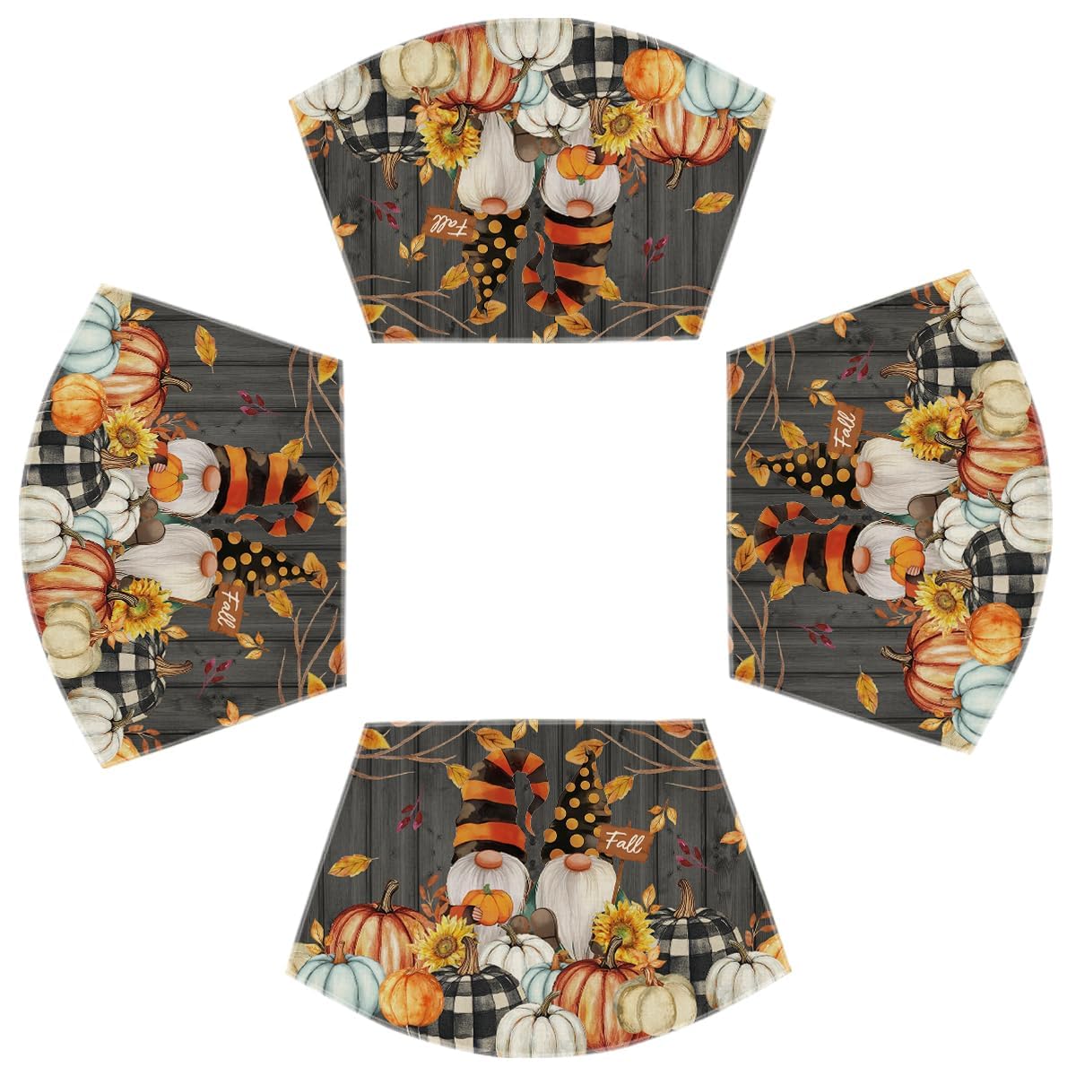 Artoid Mode Gnomes Pumpkins Fall Placemats Set of 4, 12x18 Inch Seasonal Autumn Thanksgiving Table Mats for Party Kitchen Dining Decoration
