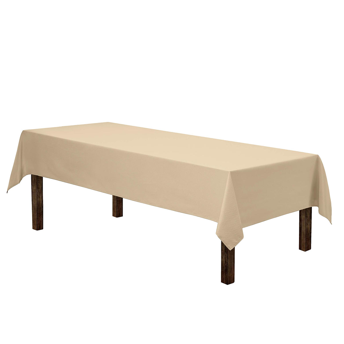 Gee Di Moda Rectangle Tablecloth - 90 x 132 Inch Beige Table Cloth for 6 Foot Tables with Floor-Length Drop - Heavy Duty Washable Fabric for Holiday Party, Dinner, Weddings & Baby Shower