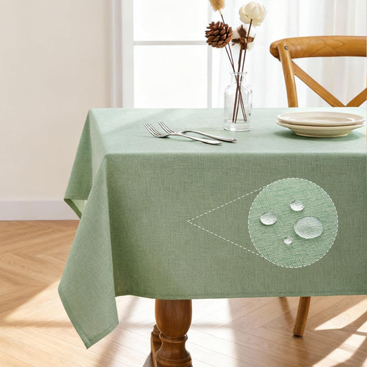 Pureegg Rectangle Linen Tablecloth Waterproof & Stain Resistant, Wrinkle-Free Table Cloth Adds Elegance and Protection, Ideal for Dining, Party, Wedding and Outdoor, 52 x 70 Inch, Sage Green