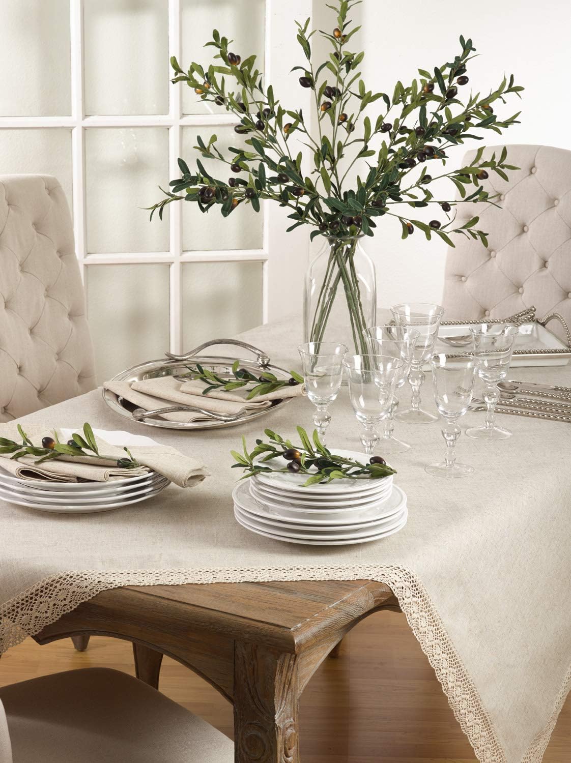 SARO LIFESTYLE 931 Tablecloth Natural 70" X 140" Oblong, Sold Per 1 PC