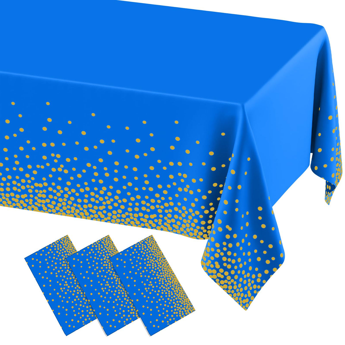 misaya 3 Packs Disposable Plastic Table Cloth, Gold Dots in White