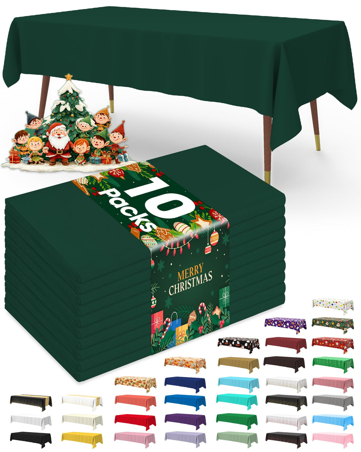 Pureegg Plastic Table Cloth Disposable 10 Pack, 54 x 108 Inch Table Cloths, Patriotic Decorations, Thanksgiving, Veterans Day Tablecloths, Rectangle, Plastic Cover, Leakproof & Sturdy, Navy Blue
