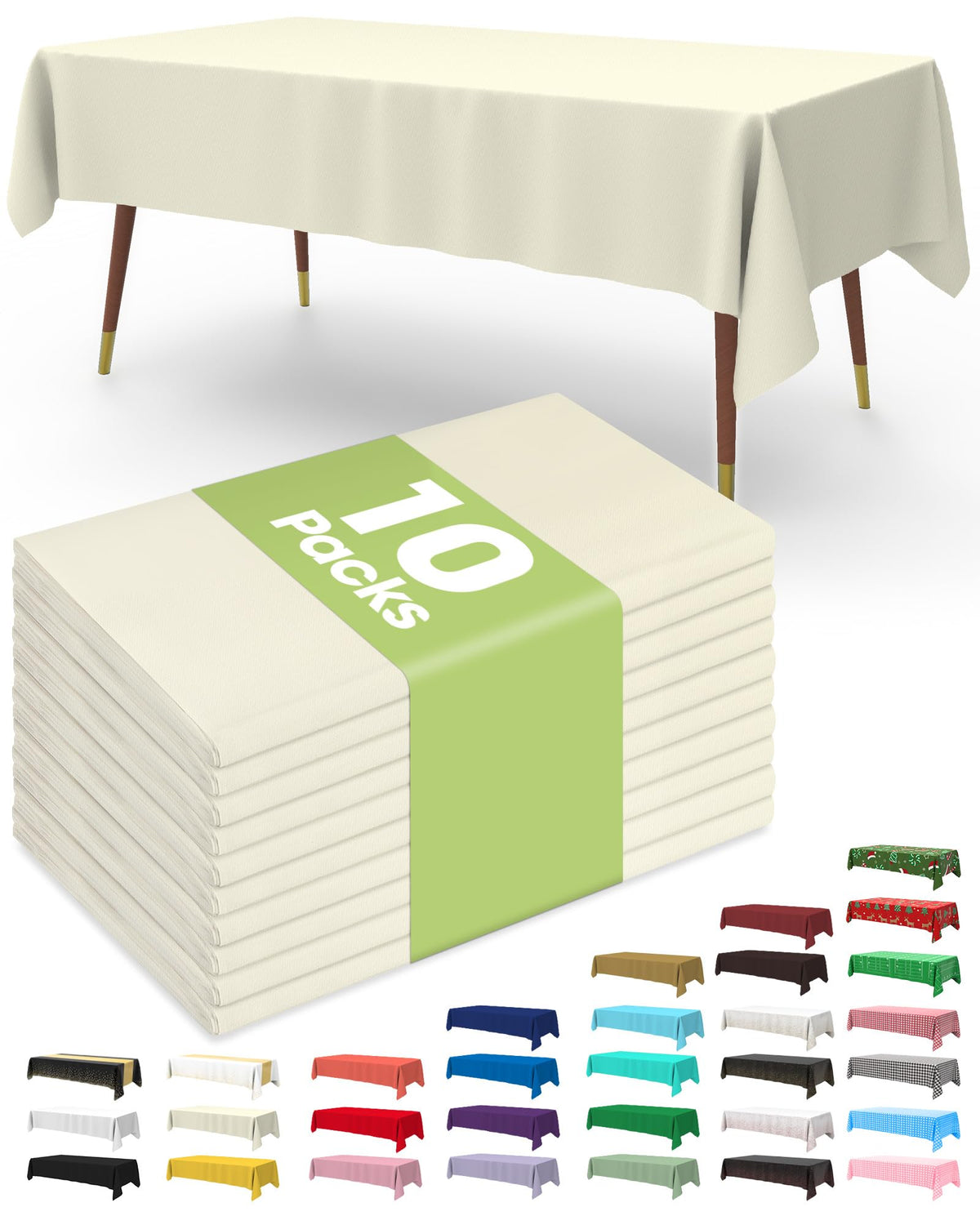 Pureegg Plastic Table Cloth Disposable 10 Pack, 54 x 108 Inch Table Cloths, Patriotic Decorations, Thanksgiving, Veterans Day Tablecloths, Rectangle, Plastic Cover, Leakproof & Sturdy, Navy Blue