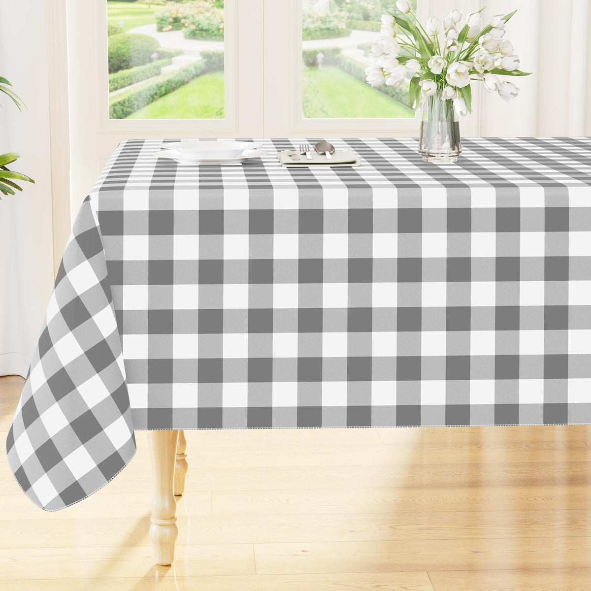Smiry Fall Tablecloth, Flannel Backed Vinyl Table Cloth, 60"x84"