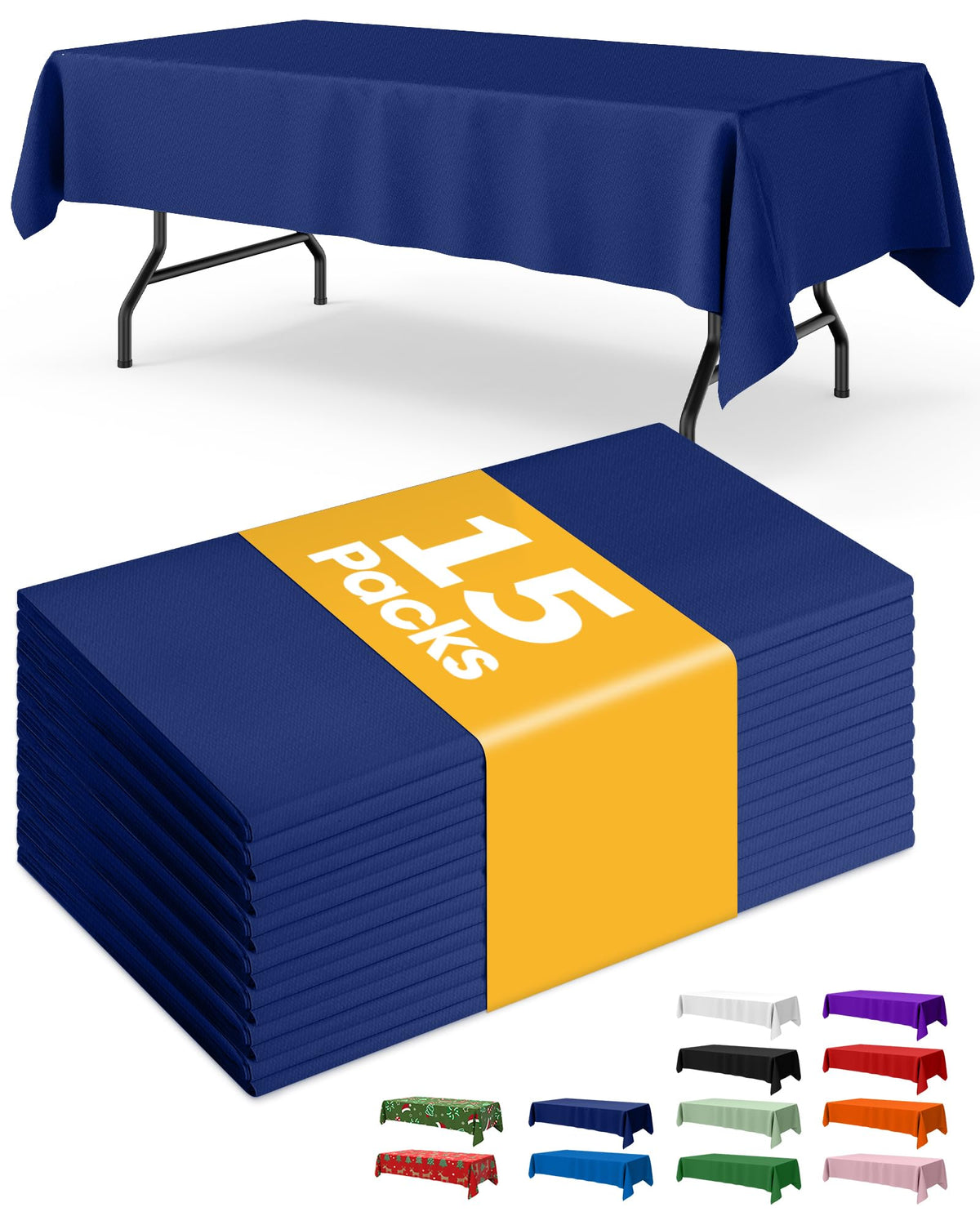 Niuara White Plastic Table Cloth Disposable, 15 Pack, 54 x 108 in