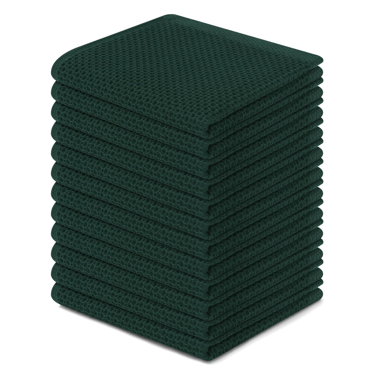 Kitinjoy 100% Cotton Waffle 6-Pack Kitchen Towels, 12" x 12", Dark Grey