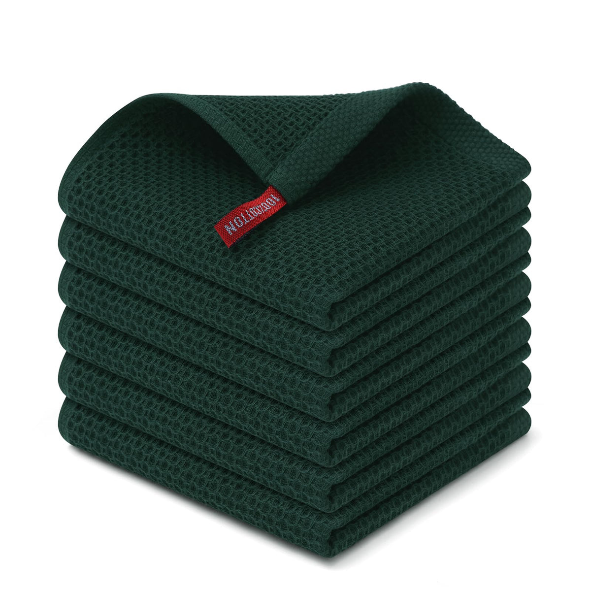 Kitinjoy 100% Cotton Waffle 6-Pack Kitchen Towels, 12" x 12", Dark Grey