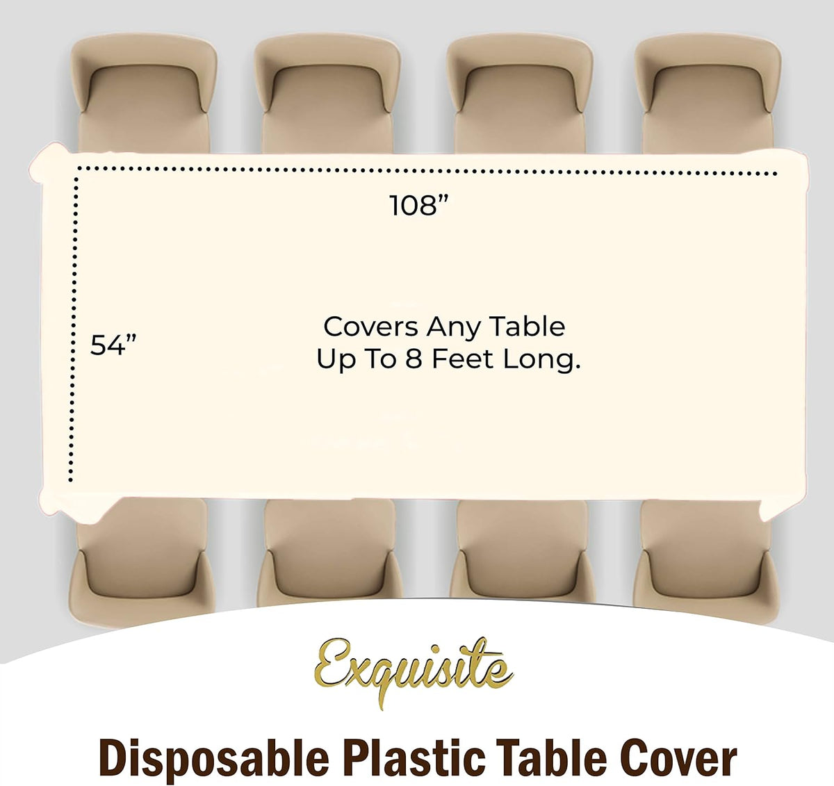 Exquisite Ivory Plastic Table Cloth Disposable 6 Pack - 54 x 108 Inch Rectangle Tablecloth for 6 Foot Tables - Waterproof Table Cover for Party Wedding Birthday Graduation BBQ Catering