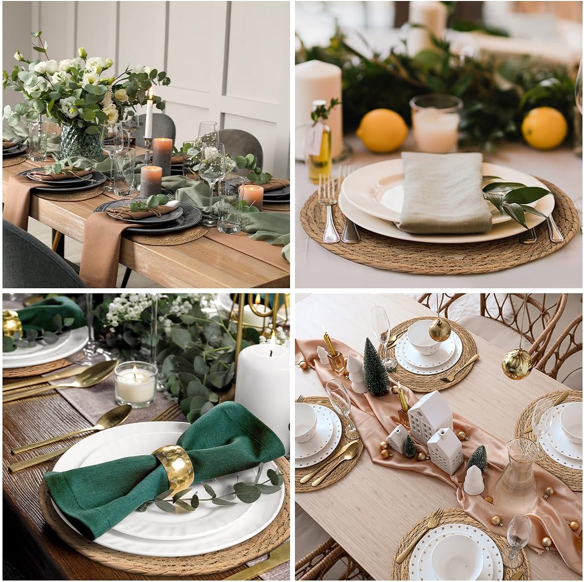 13in Round Fall Placemats Set of 10, Woven Chargers for Dinner Plates