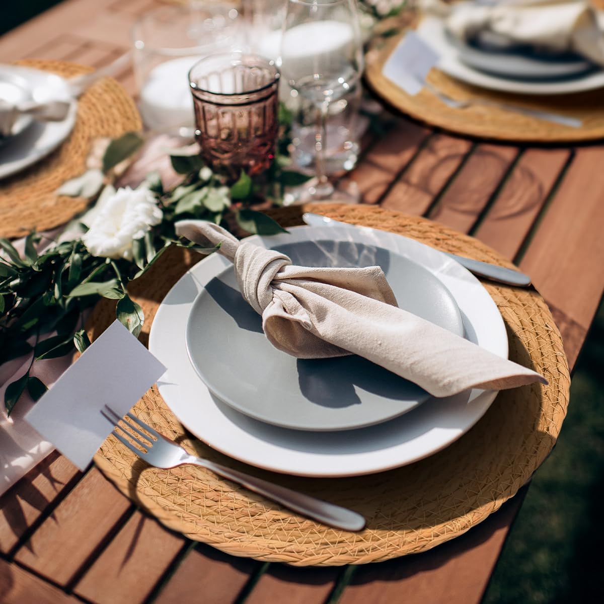 13in Round Fall Placemats Set of 10, Woven Chargers for Dinner Plates