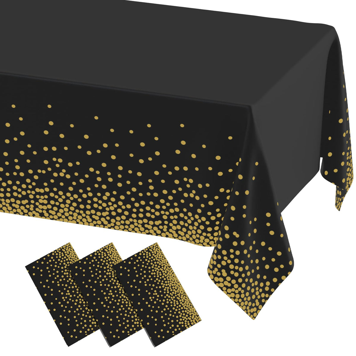 misaya 3 Packs Disposable Plastic Table Cloth, Gold Dots in White