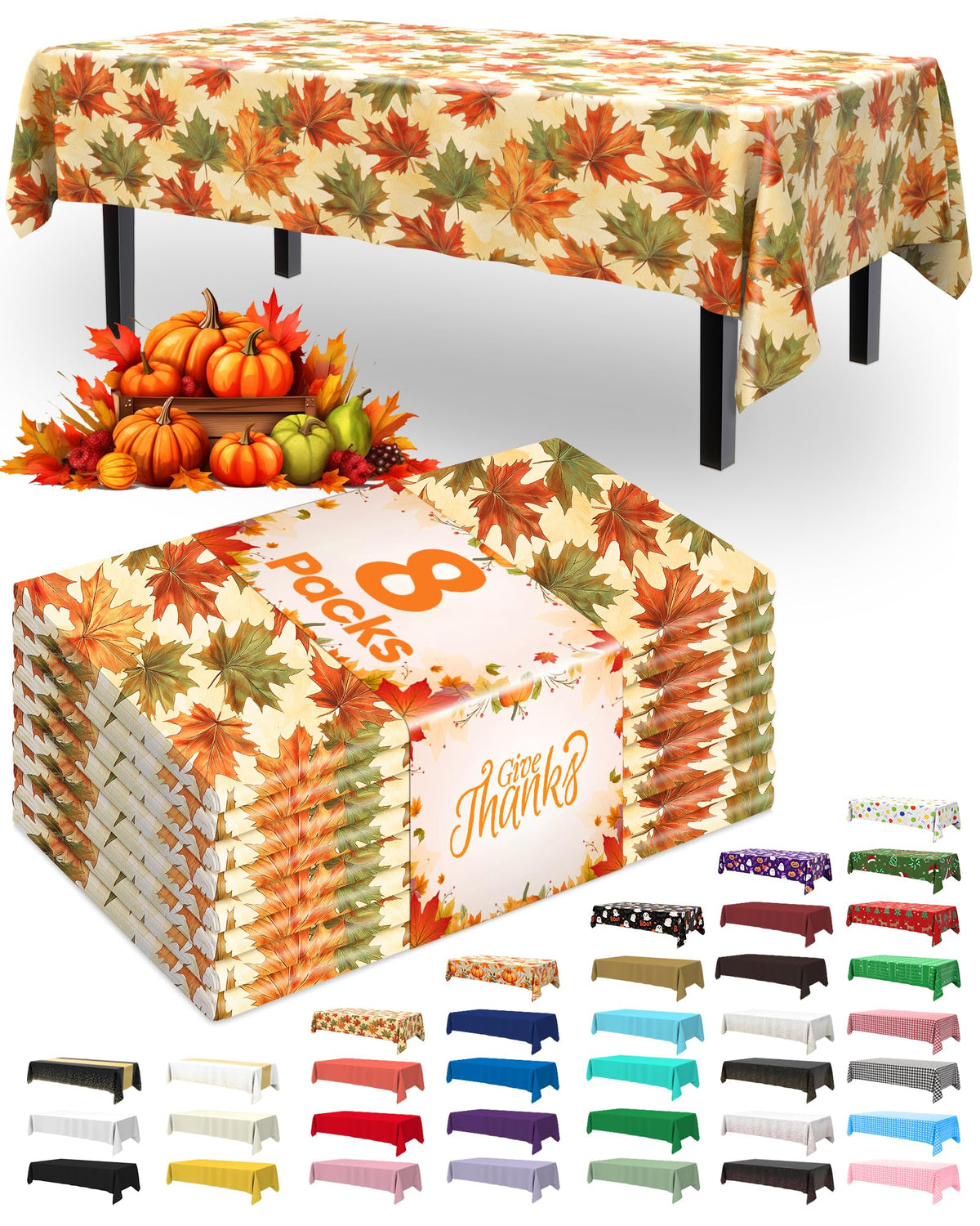 Pureegg Plastic Table Cloth Disposable 8 Pack, 54 x 108 Inch Table Cloths, Graduation Decorations Class of 2025, Graduation Party Tablecloths, Rectangle, Plastic Cover, Leakproof & Sturdy, Black