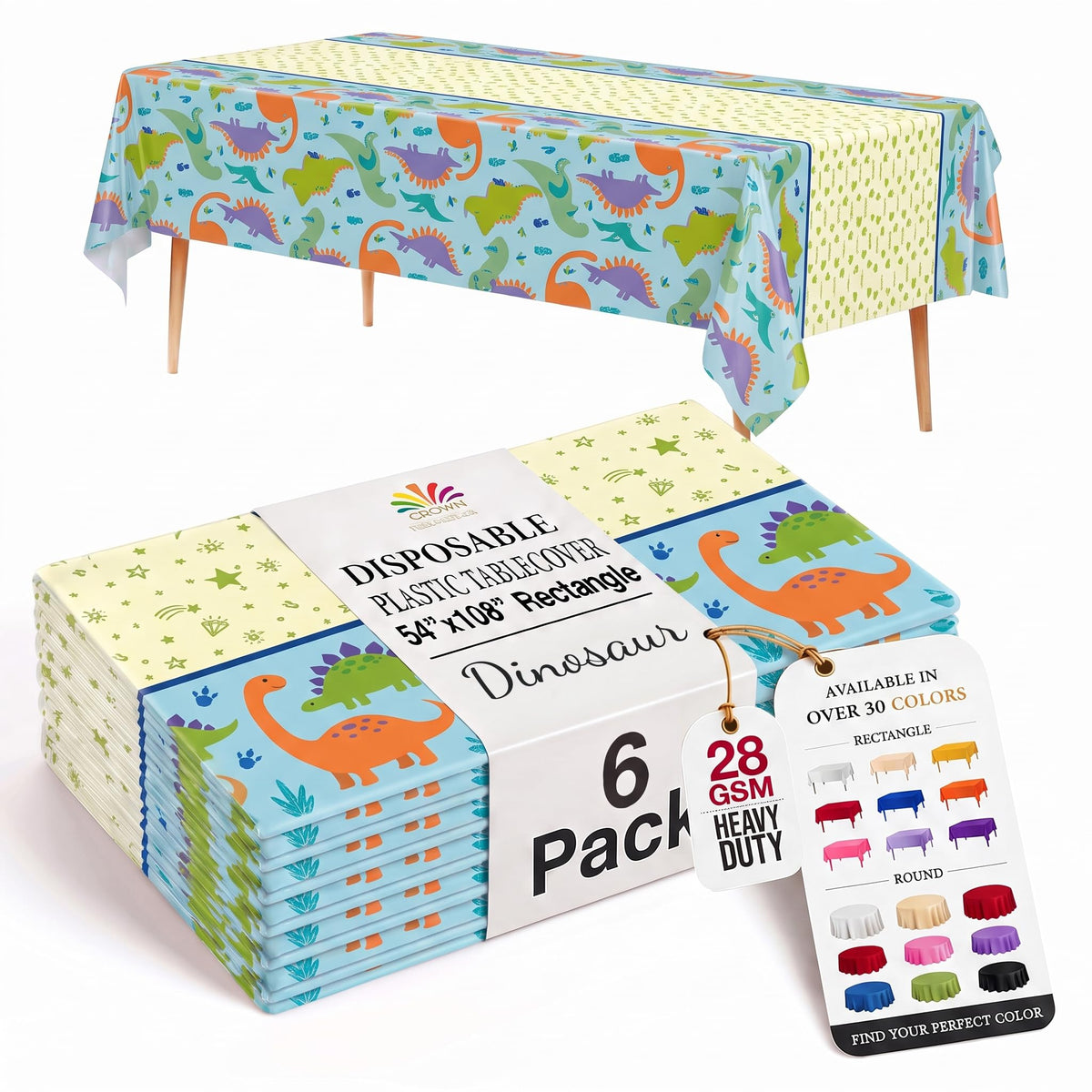 Exquisite Ivory Plastic Table Cloth Disposable 6 Pack - 54 x 108 Inch Rectangle Tablecloth for 6 Foot Tables - Waterproof Table Cover for Party Wedding Birthday Graduation BBQ Catering