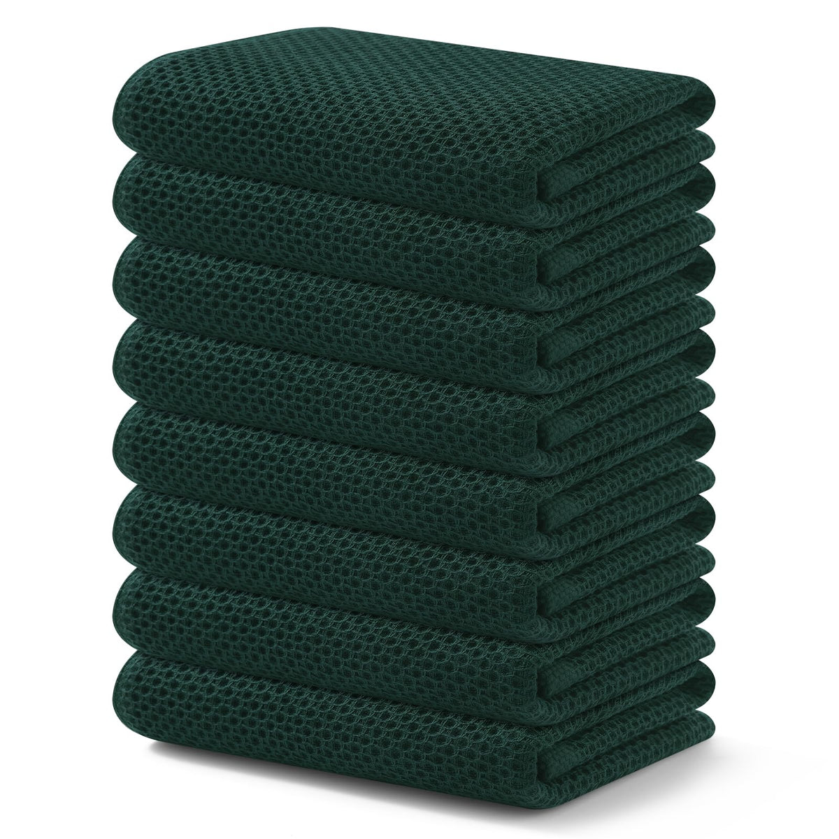 Kitinjoy 100% Cotton Waffle 6-Pack Kitchen Towels, 12" x 12", Dark Grey