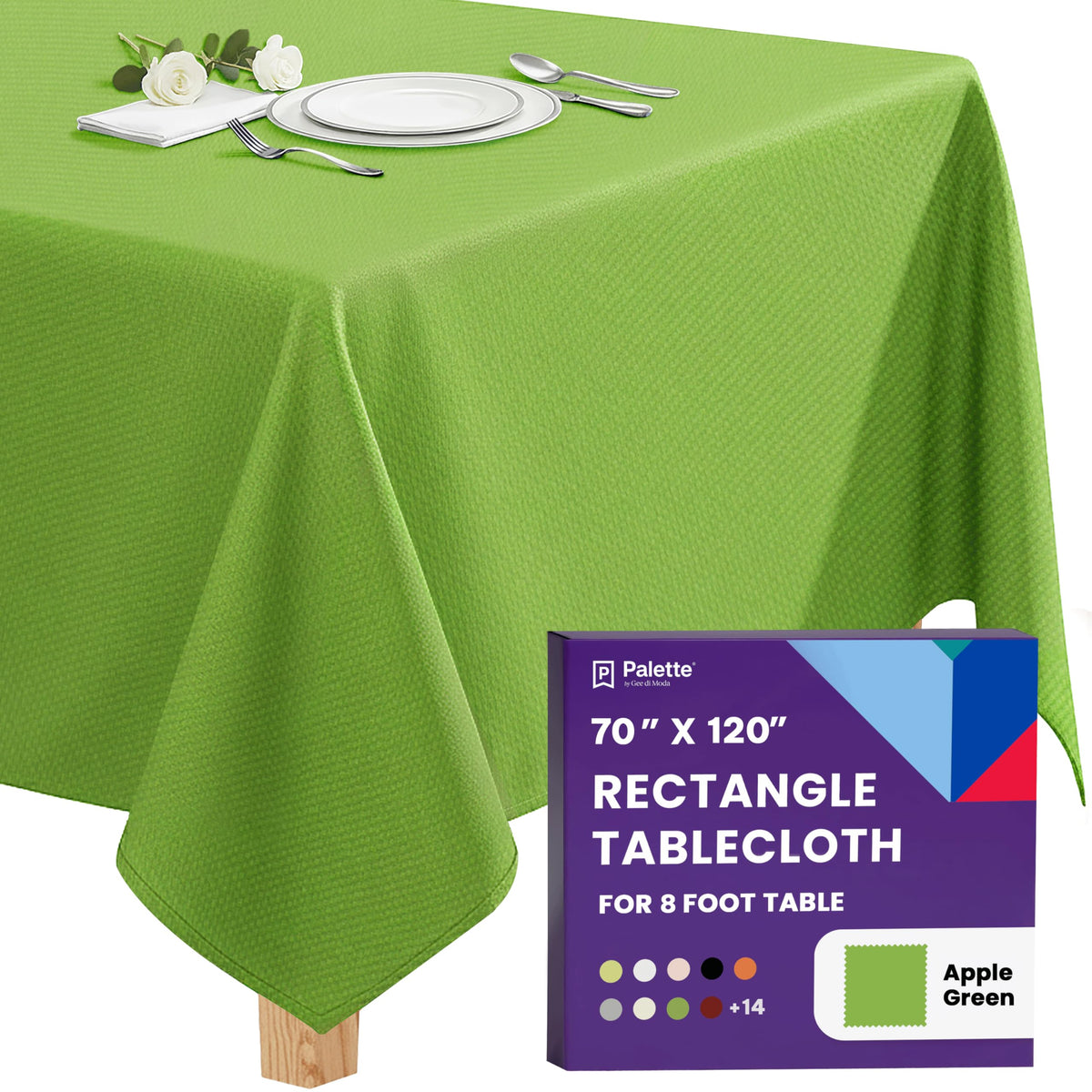 Gee Di Moda Rectangle Tablecloth - 90 x 132 Inch Beige Table Cloth for 6 Foot Tables with Floor-Length Drop - Heavy Duty Washable Fabric for Holiday Party, Dinner, Weddings & Baby Shower