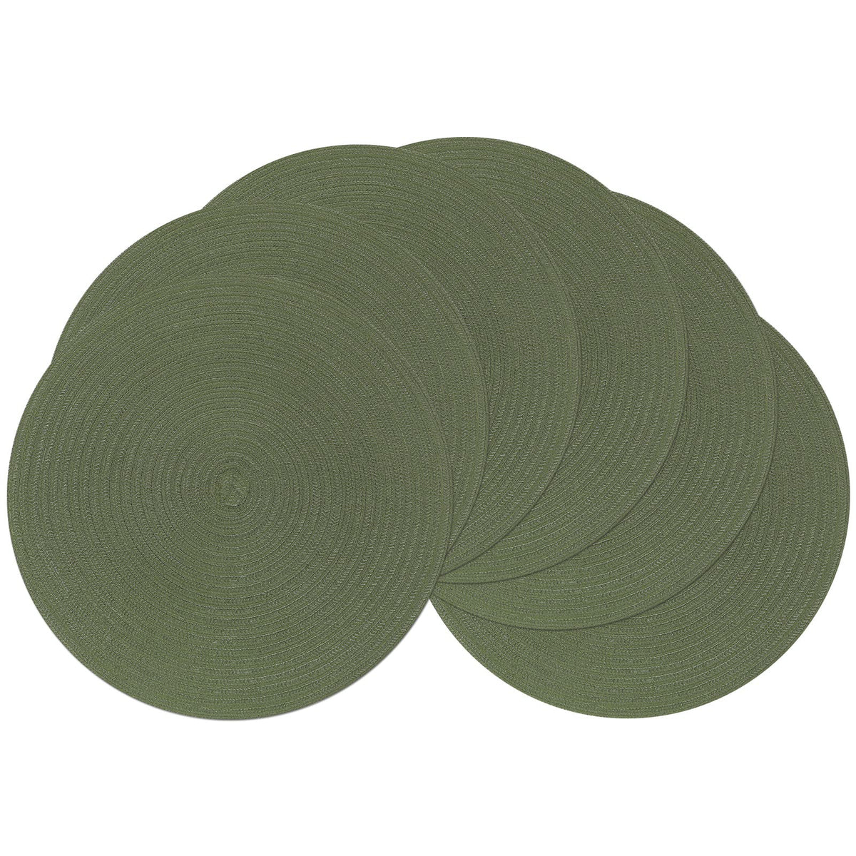 SHACOS Round Braided Placemats Set of 4 Dining Table Placemats 15 inch Circle Place Mats Easy to Clean Table Mats Indoor Outdoor, Blue Gray